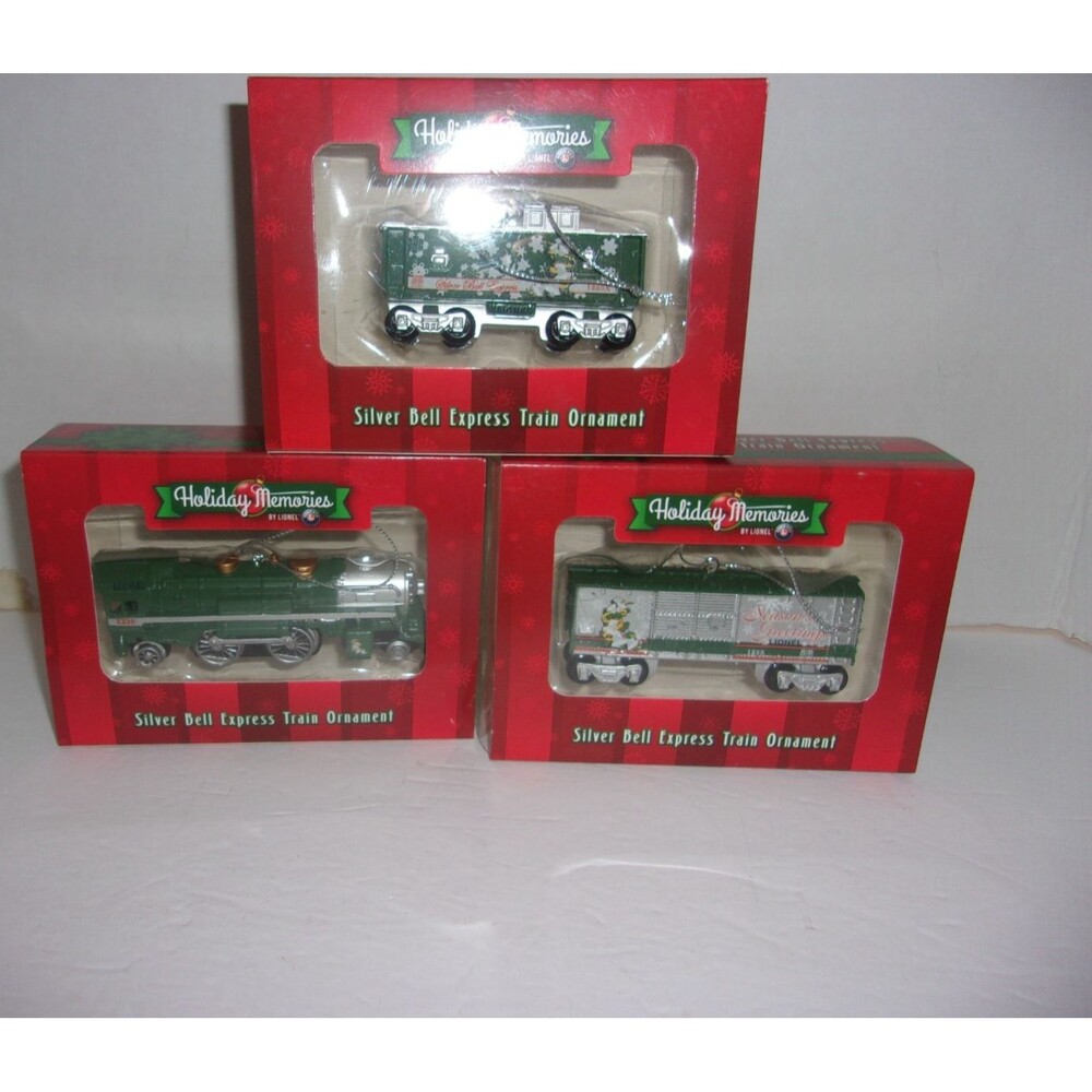 Lionel Holiday Memories 2014 Silver Bell Express Ornament Locomotive caboose box